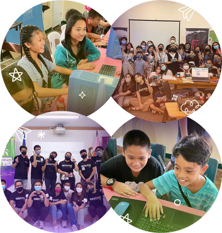 Kids at a DEVCON Kids Davao code camp