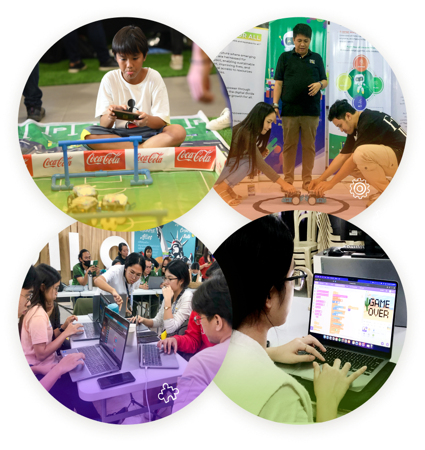 Students at DEVCON Kids Iloilo robotics exhibit
