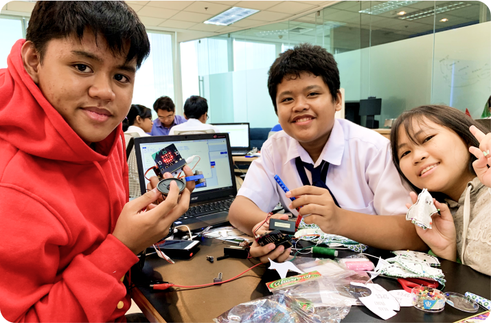 Filipino students participating in a DEVCON Kids coding activity